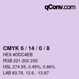 カラーコード: CMYK 6 / 14 / 0 / 8 | qconv.com