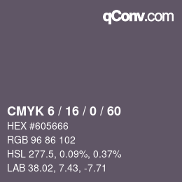 カラーコード: CMYK 6 / 16 / 0 / 60 | qconv.com