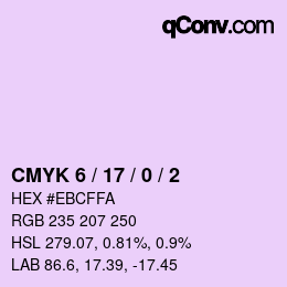 カラーコード: CMYK 6 / 17 / 0 / 2 | qconv.com