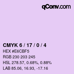 カラーコード: CMYK 6 / 17 / 0 / 4 | qconv.com
