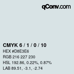 颜色代码: CMYK 6 / 1 / 0 / 10 | qconv.com