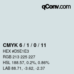カラーコード: CMYK 6 / 1 / 0 / 11 | qconv.com