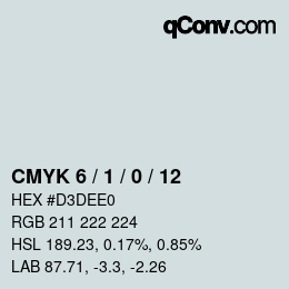 カラーコード: CMYK 6 / 1 / 0 / 12 | qconv.com