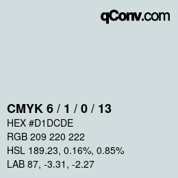 颜色代码: CMYK 6 / 1 / 0 / 13 | qconv.com