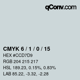 颜色代码: CMYK 6 / 1 / 0 / 15 | qconv.com
