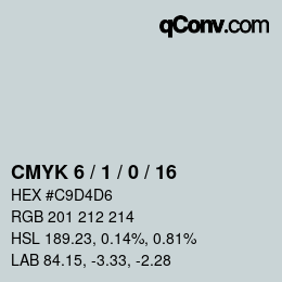 颜色代码: CMYK 6 / 1 / 0 / 16 | qconv.com