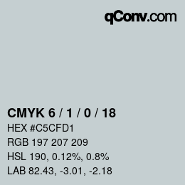 カラーコード: CMYK 6 / 1 / 0 / 18 | qconv.com