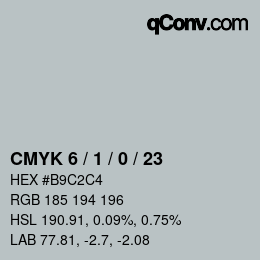 颜色代码: CMYK 6 / 1 / 0 / 23 | qconv.com