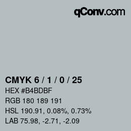 颜色代码: CMYK 6 / 1 / 0 / 25 | qconv.com