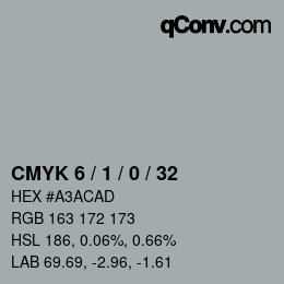 カラーコード: CMYK 6 / 1 / 0 / 32 | qconv.com