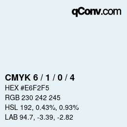 カラーコード: CMYK 6 / 1 / 0 / 4 | qconv.com