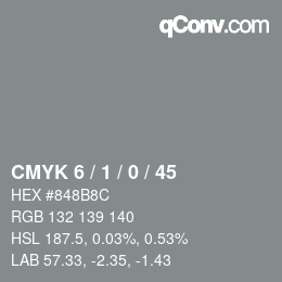 Color code: CMYK 6 / 1 / 0 / 45 | qconv.com