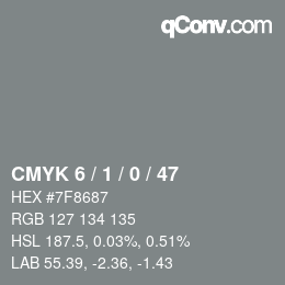 颜色代码: CMYK 6 / 1 / 0 / 47 | qconv.com