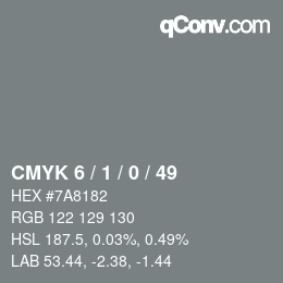 颜色代码: CMYK 6 / 1 / 0 / 49 | qconv.com