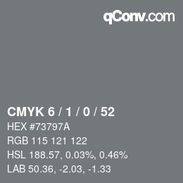 Color code: CMYK 6 / 1 / 0 / 52 | qconv.com