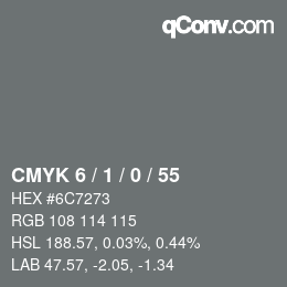 颜色代码: CMYK 6 / 1 / 0 / 55 | qconv.com
