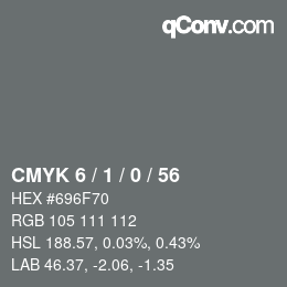 颜色代码: CMYK 6 / 1 / 0 / 56 | qconv.com