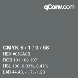 カラーコード: CMYK 6 / 1 / 0 / 58 | qconv.com