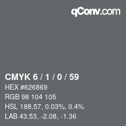 カラーコード: CMYK 6 / 1 / 0 / 59 | qconv.com