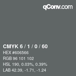 カラーコード: CMYK 6 / 1 / 0 / 60 | qconv.com