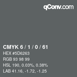 颜色代码: CMYK 6 / 1 / 0 / 61 | qconv.com