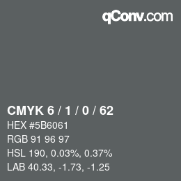 カラーコード: CMYK 6 / 1 / 0 / 62 | qconv.com