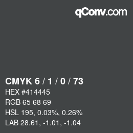 颜色代码: CMYK 6 / 1 / 0 / 73 | qconv.com