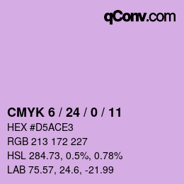 カラーコード: CMYK 6 / 24 / 0 / 11 | qconv.com