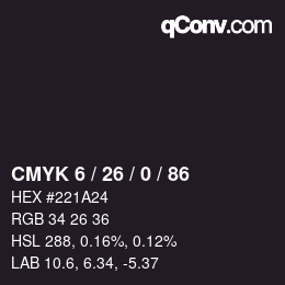 Farbcode: CMYK 6 / 26 / 0 / 86 | qconv.com