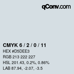 カラーコード: CMYK 6 / 2 / 0 / 11 | qconv.com