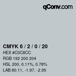 カラーコード: CMYK 6 / 2 / 0 / 20 | qconv.com