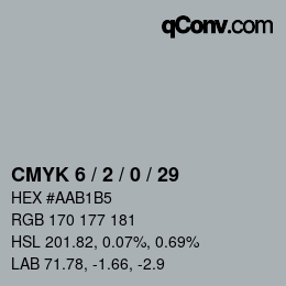 カラーコード: CMYK 6 / 2 / 0 / 29 | qconv.com