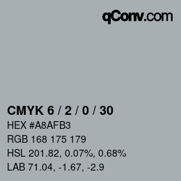 カラーコード: CMYK 6 / 2 / 0 / 30 | qconv.com