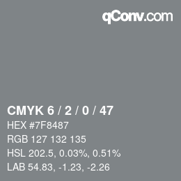 Code couleur: CMYK 6 / 2 / 0 / 47 | qconv.com