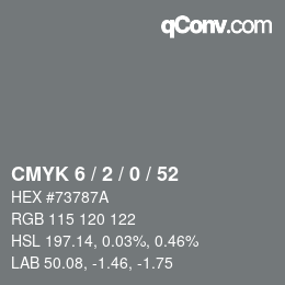 Color code: CMYK 6 / 2 / 0 / 52 | qconv.com