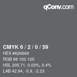 颜色代码: CMYK 6 / 2 / 0 / 59 | qconv.com