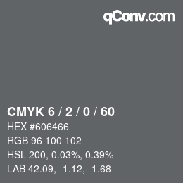 Farbcode: CMYK 6 / 2 / 0 / 60 | qconv.com