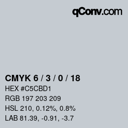 カラーコード: CMYK 6 / 3 / 0 / 18 | qconv.com