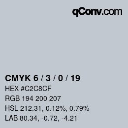 カラーコード: CMYK 6 / 3 / 0 / 19 | qconv.com