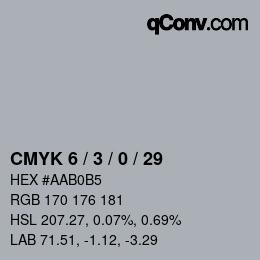 カラーコード: CMYK 6 / 3 / 0 / 29 | qconv.com