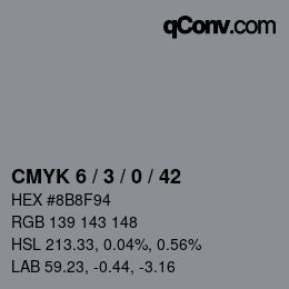 Código de color: CMYK 6 / 3 / 0 / 42 | qconv.com