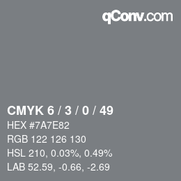 颜色代码: CMYK 6 / 3 / 0 / 49 | qconv.com