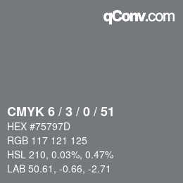 颜色代码: CMYK 6 / 3 / 0 / 51 | qconv.com