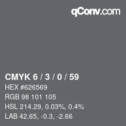 颜色代码: CMYK 6 / 3 / 0 / 59 | qconv.com