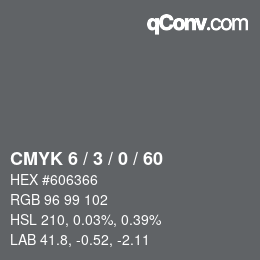 カラーコード: CMYK 6 / 3 / 0 / 60 | qconv.com