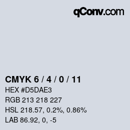 カラーコード: CMYK 6 / 4 / 0 / 11 | qconv.com