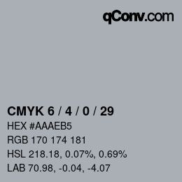 Farbcode: CMYK 6 / 4 / 0 / 29 | qconv.com