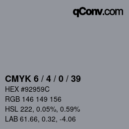 Farbcode: CMYK 6 / 4 / 0 / 39 | qconv.com
