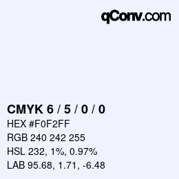 カラーコード: CMYK 6 / 5 / 0 / 0 | qconv.com