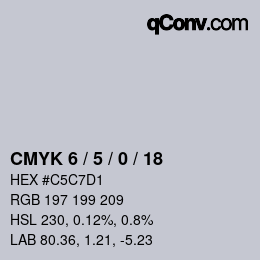 カラーコード: CMYK 6 / 5 / 0 / 18 | qconv.com